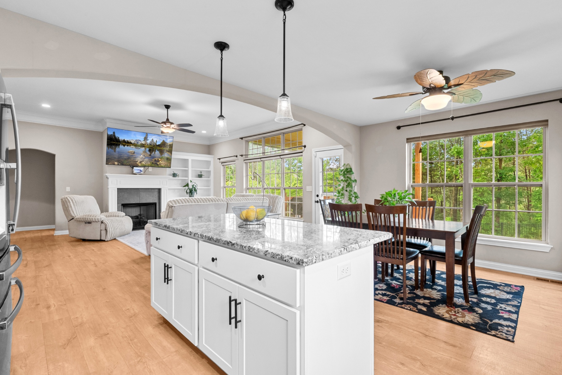 Open concept living and kitchen